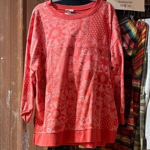 Style & Co. Vibrant Red Paisley Top